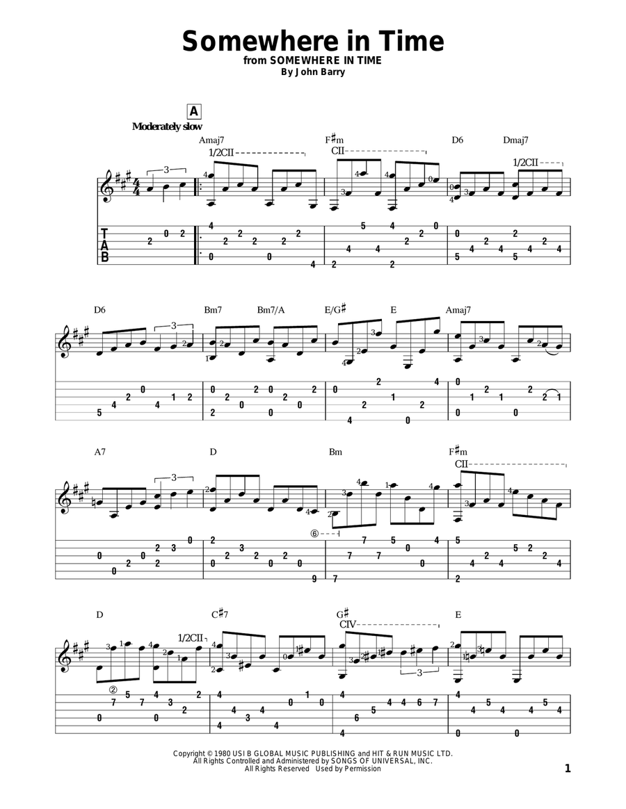 Somewhere In Time Guitar Solo scores gallery preview page 1