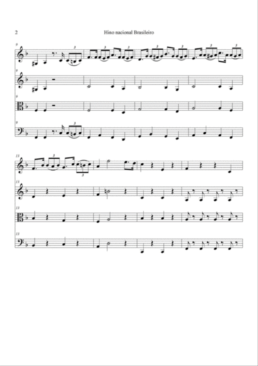 Hino Nacional Brasileiro Hino Nacional Brasileiro String Quartet scores gallery preview page 2