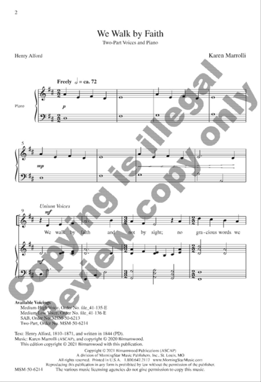 We Walk by Faith 2-Part scores gallery preview page 2