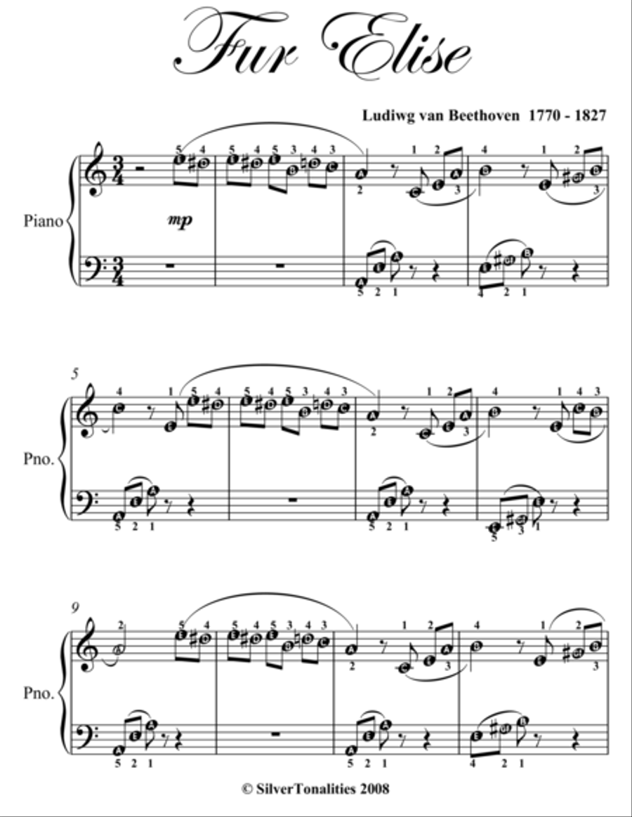 Fur Elise Easiest Piano Sheet Music Easy Piano scores gallery preview page 2