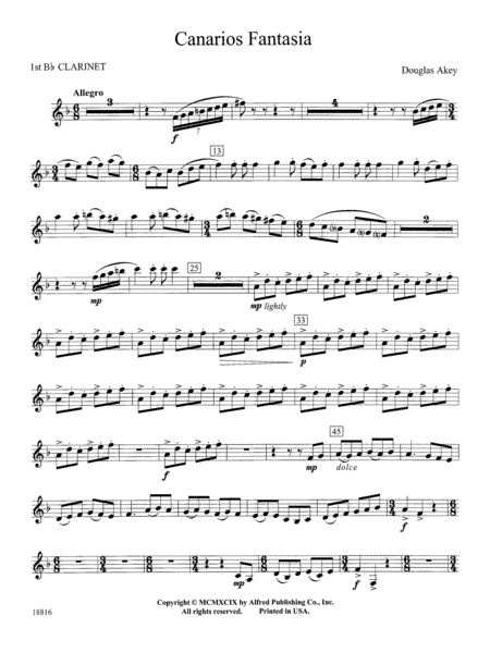 Canarios Fantasia: 1st B-flat Clarinet