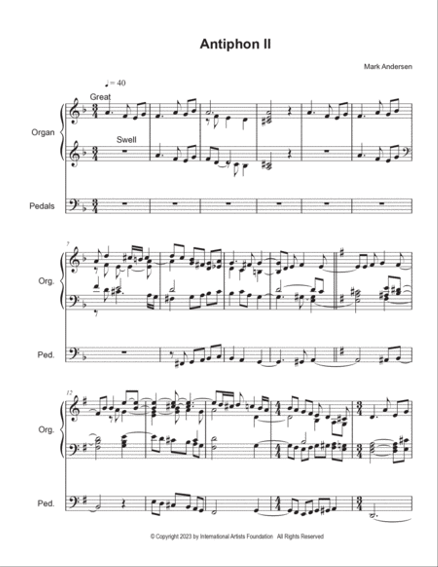 Antiphon No. II for organ by Mark Andersen Organ Solo scores gallery preview page 3