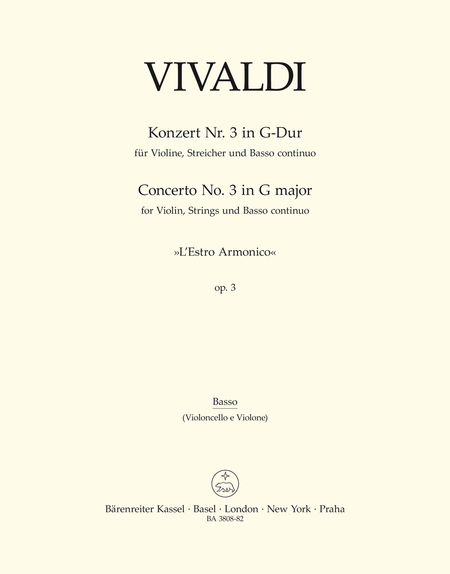 Konzert fur Violine, Streicher und Basso continuo LEstro Armonico Nr. 3 (RV 310) - Concerto for Violin, Strings and Basso continuo LEstro Armonico No. 3 (RV 310)