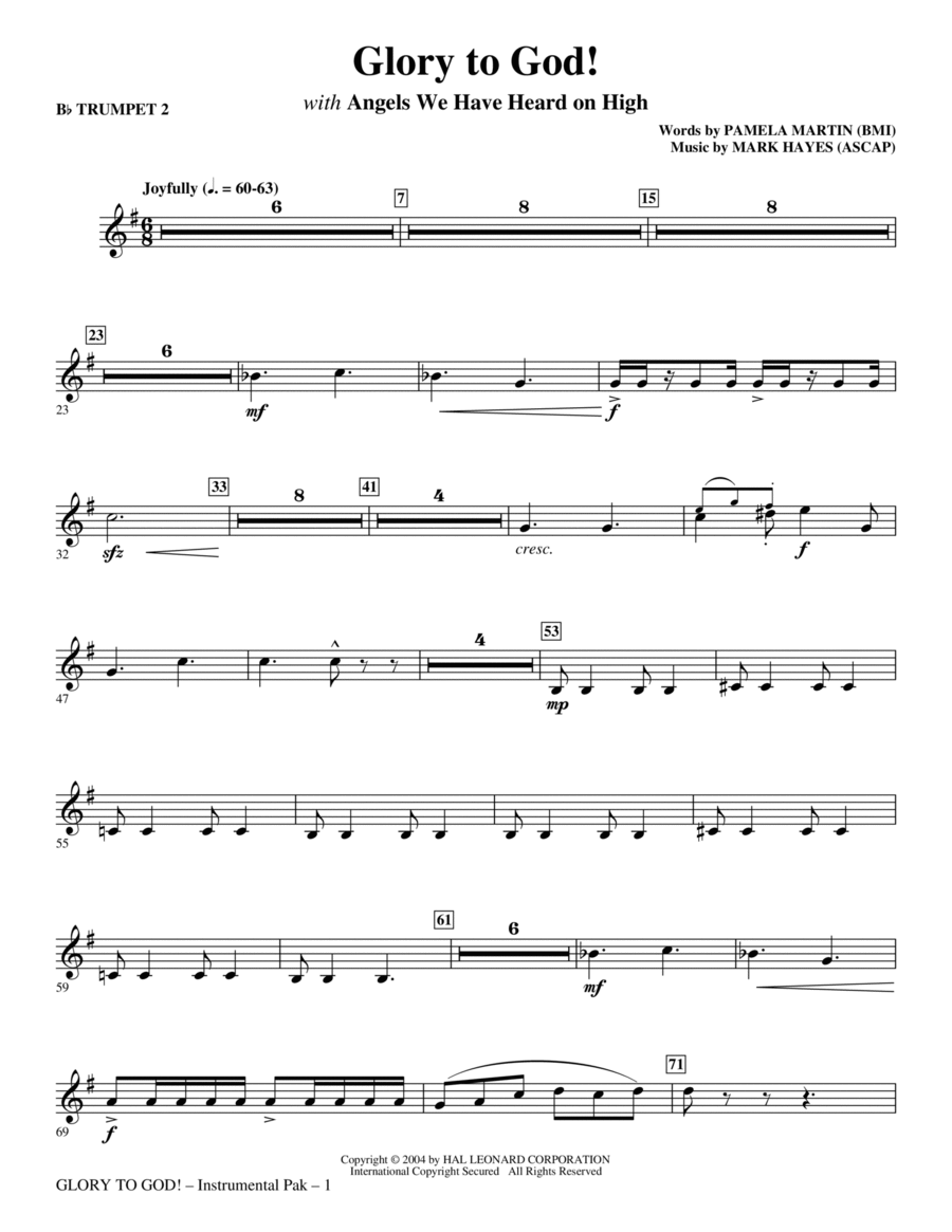 Glory to God! - Bb Trumpet 2 Choir scores gallery preview page 1
