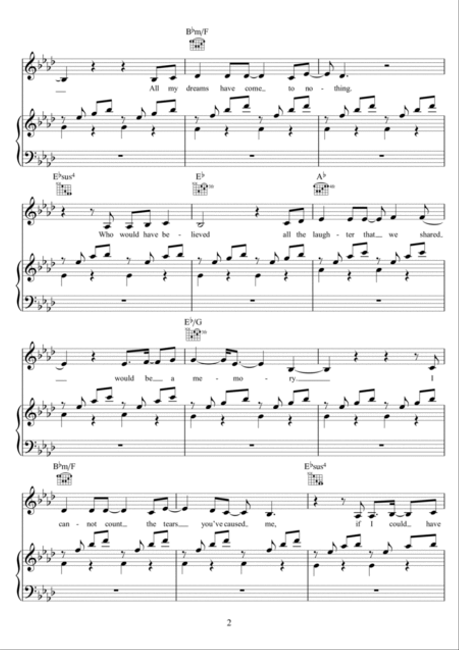 One For Sorrow Piano, Vocal, Guitar scores gallery preview page 2