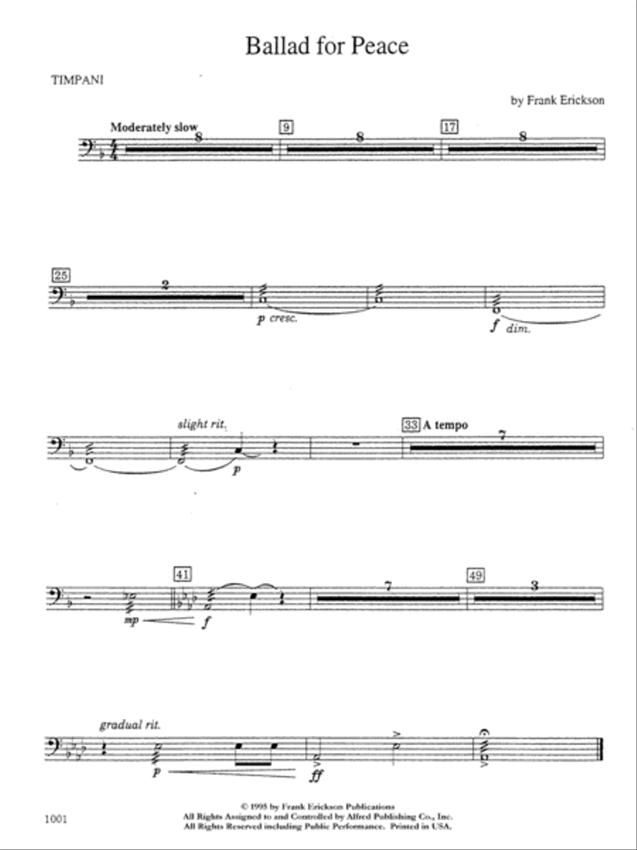 Ballad for Peace: Timpani Concert Band scores gallery preview page 1