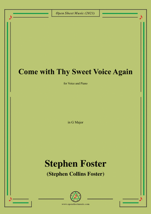 Book cover for S. Foster-Come with Thy Sweet Voice Again,in G Major