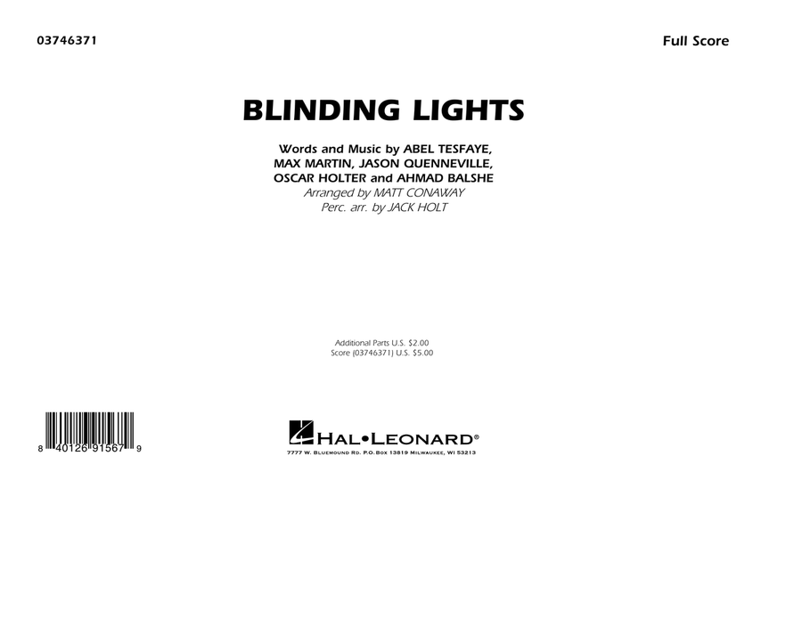 Blinding Lights (arr. Matt Conaway) - Conductor Score (Full Score) Marching Band scores gallery preview page 1