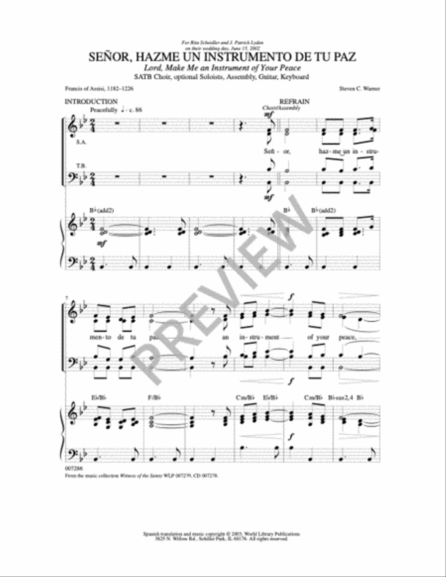 Señor, Hazme Un Instrumento de Tu Paz 4-Part scores gallery preview page 3