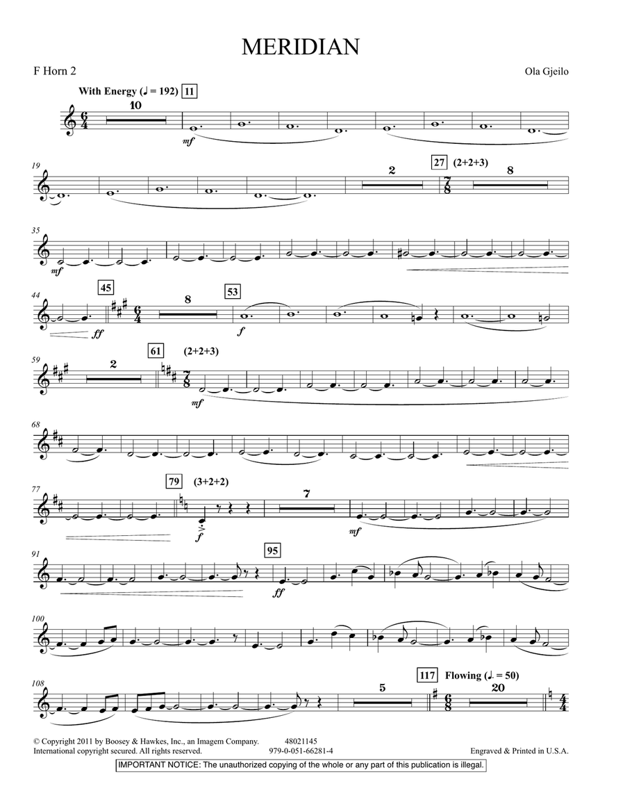 Meridian - F Horn 2 Meridian - F Horn 2 Concert Band scores gallery preview page 1