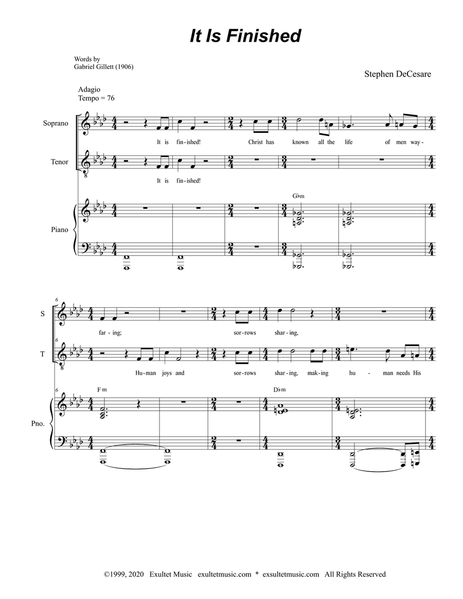 It Is Finished (for 2-part choir - (Soprano and Tenor) 2-Part scores gallery preview page 2