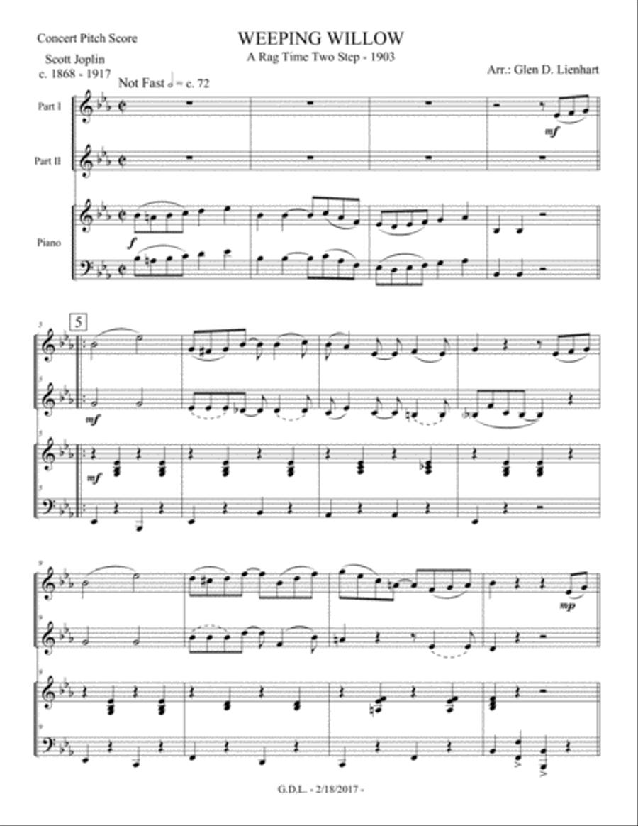 Weeping Willow - A Ragtime Two Step Brass Ensemble scores gallery preview page 1