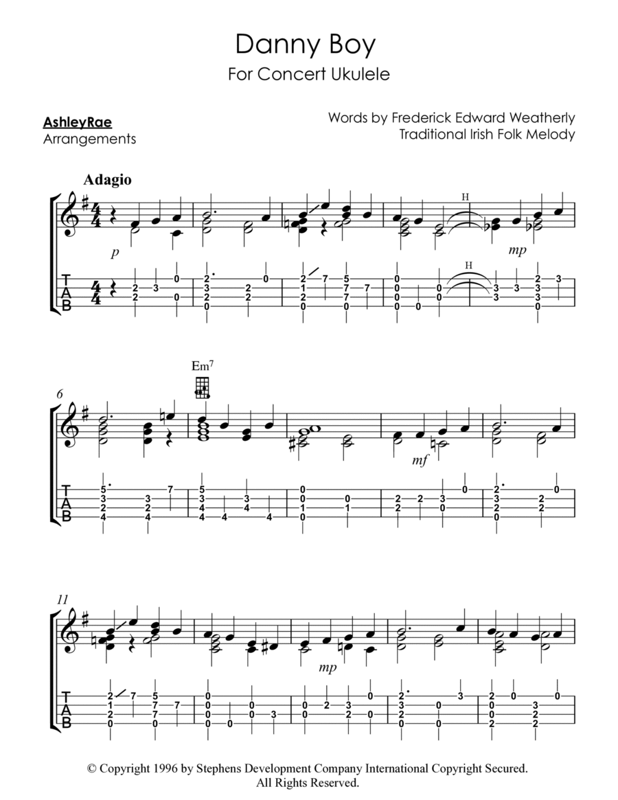 Danny Boy Ukulele scores gallery preview page 1