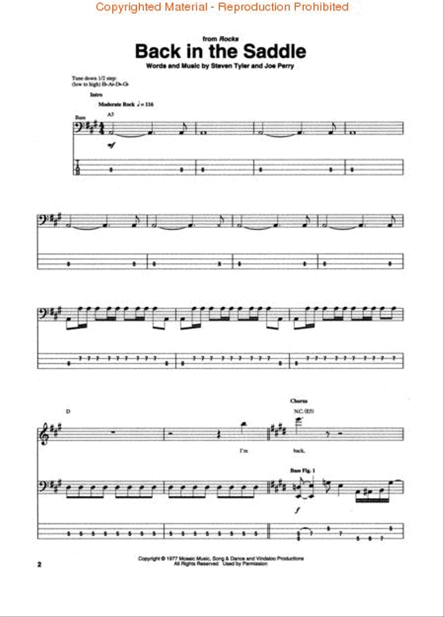 Aerosmith Bass Collection Bass Guitar Tablature scores gallery preview page 2