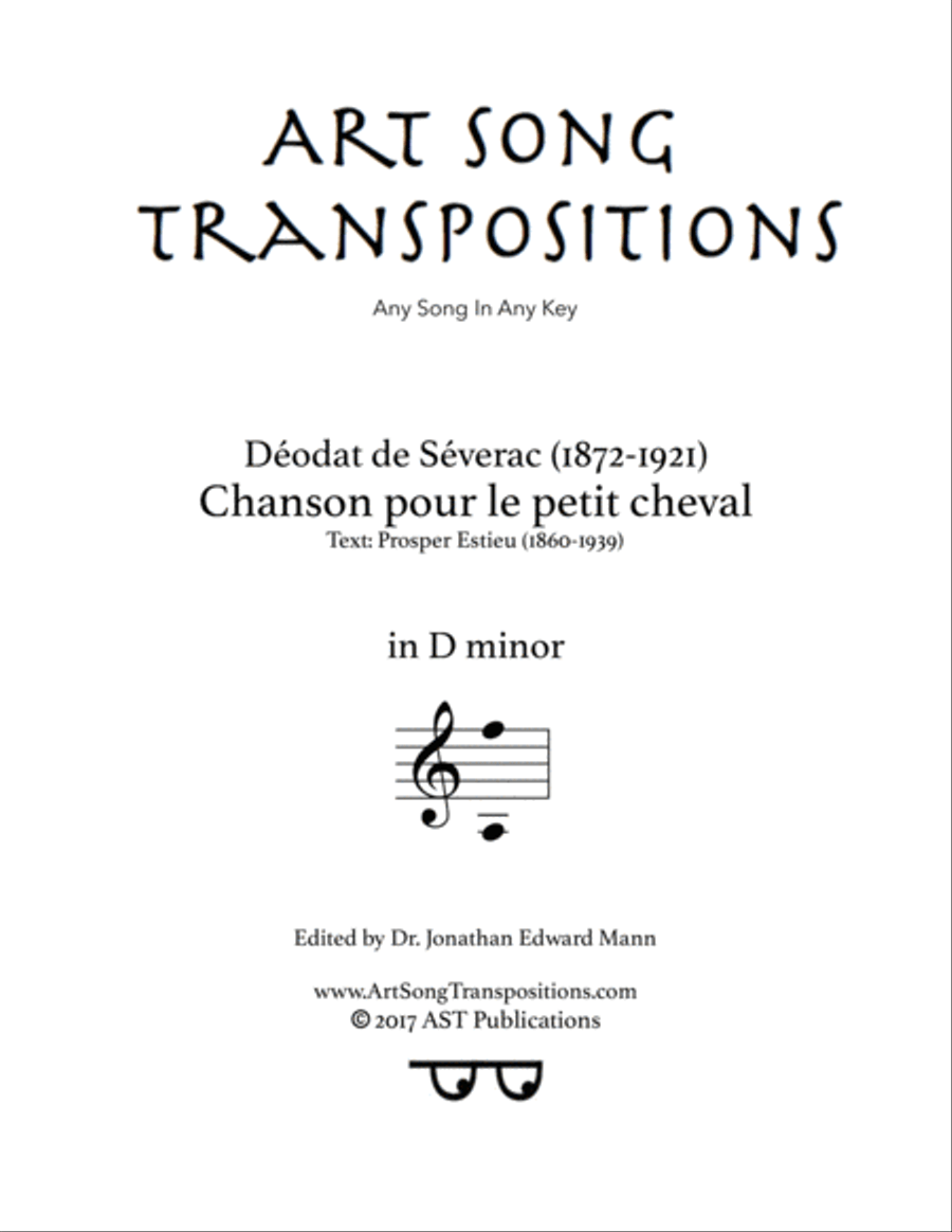 DE SÉVERAC: Chanson pour le petit cheval (transposed to D minor) Voice scores gallery preview page 1