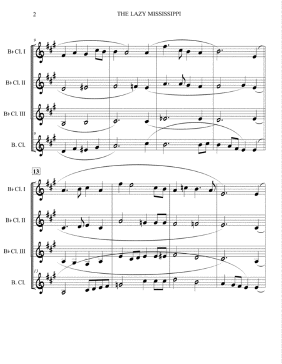 The Lazy Mississippi - Clarinet Quartet Clarinet Quartet scores gallery preview page 2