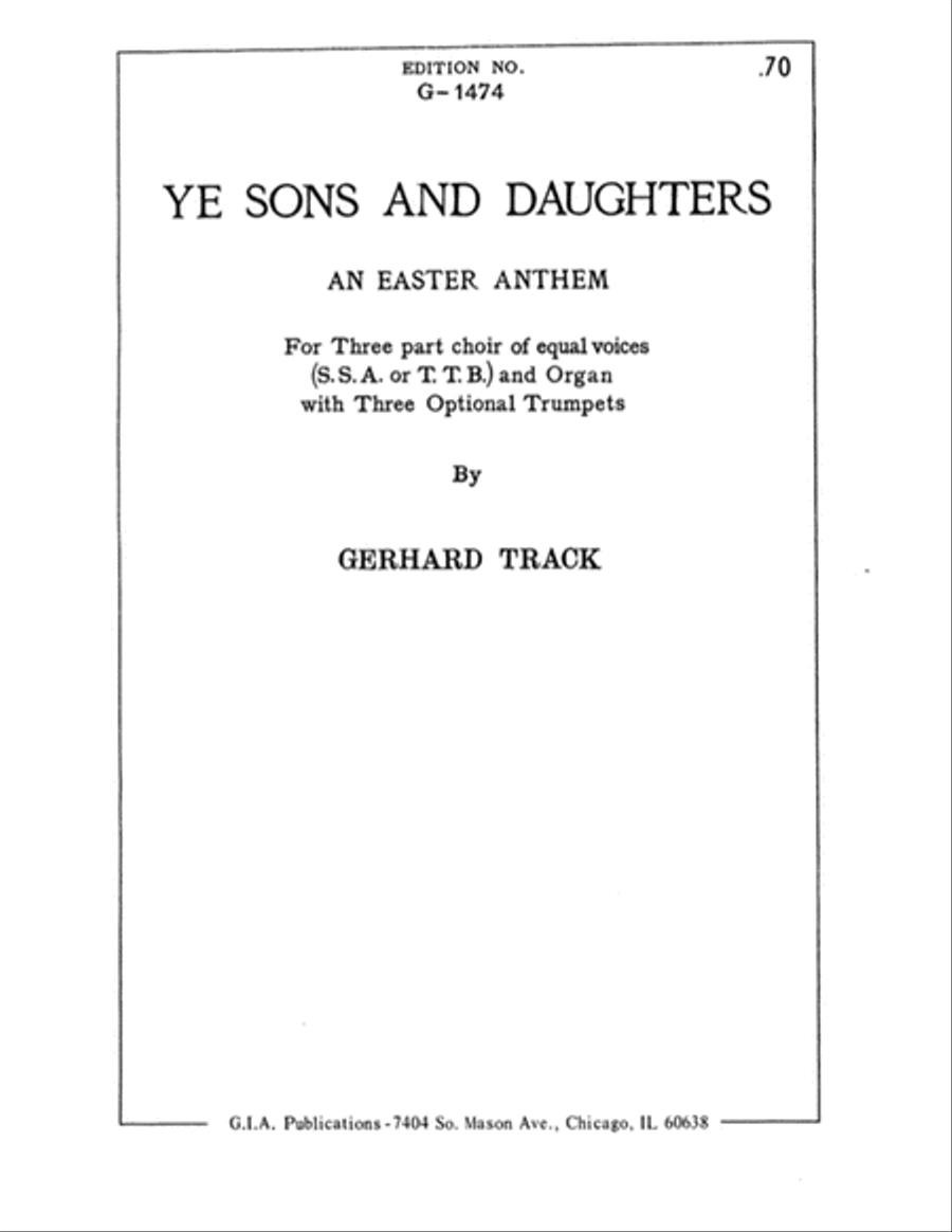 Ye Sons and Daughters - Three-part edition SSA scores gallery preview page 1