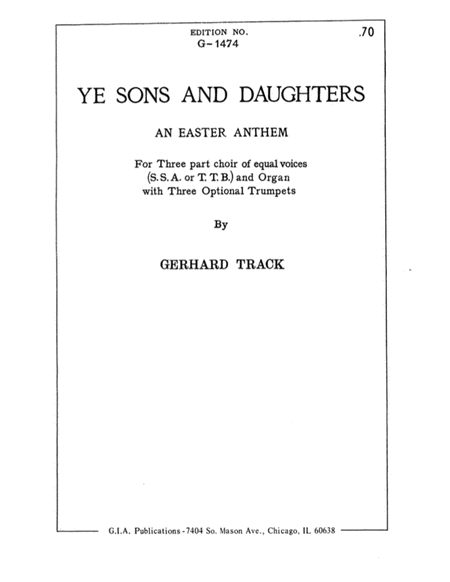 Ye Sons and Daughters - Three-part edition