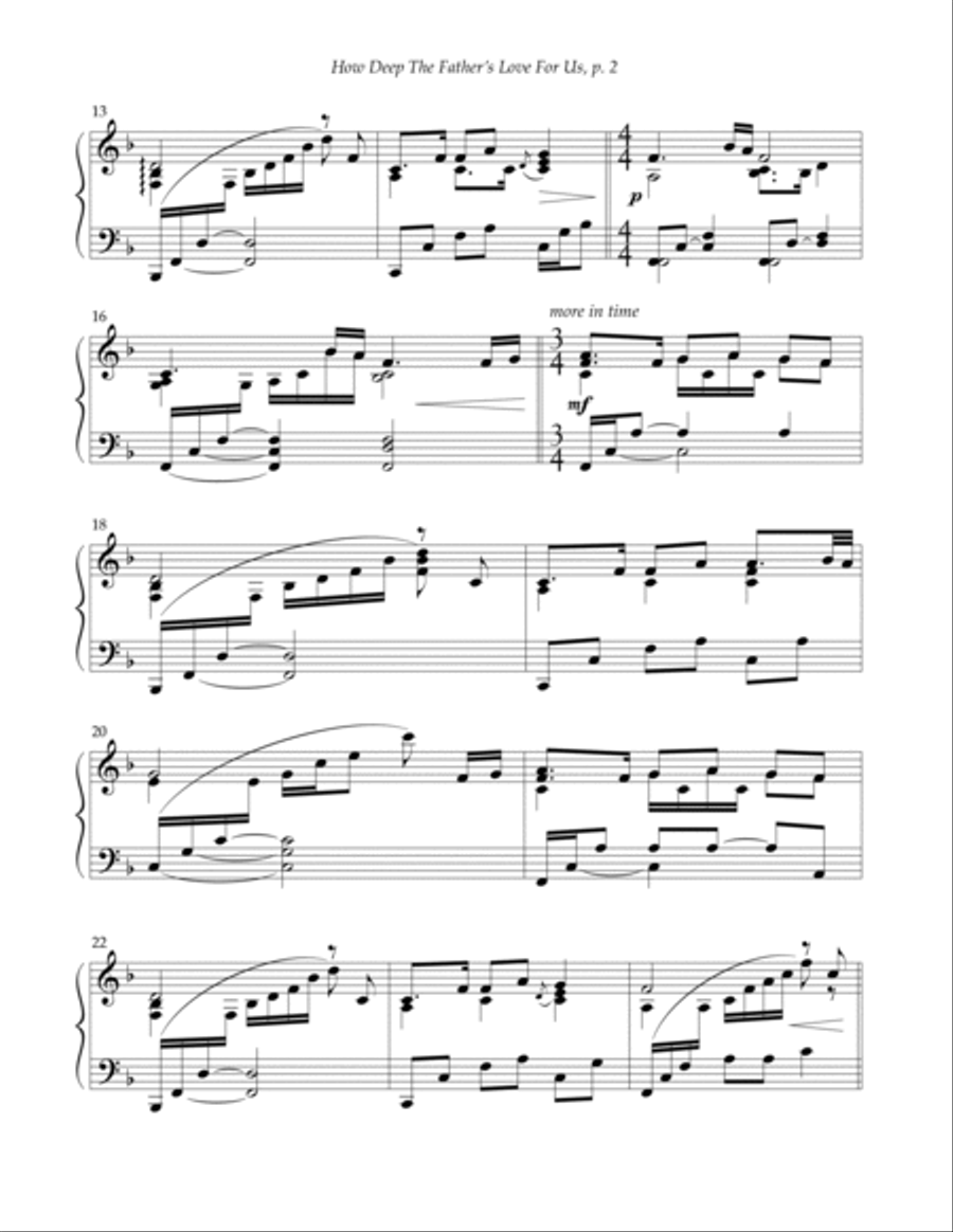 How Deep The Father's Love For Us Piano Solo scores gallery preview page 2
