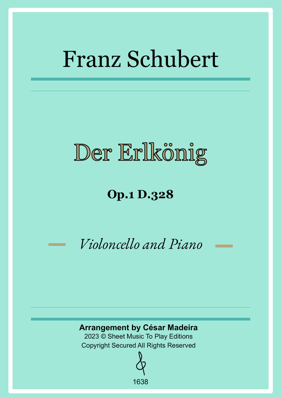 Der Erlkönig by Schubert - Cello and Piano (Full Score and Parts) Piano scores gallery preview page 1