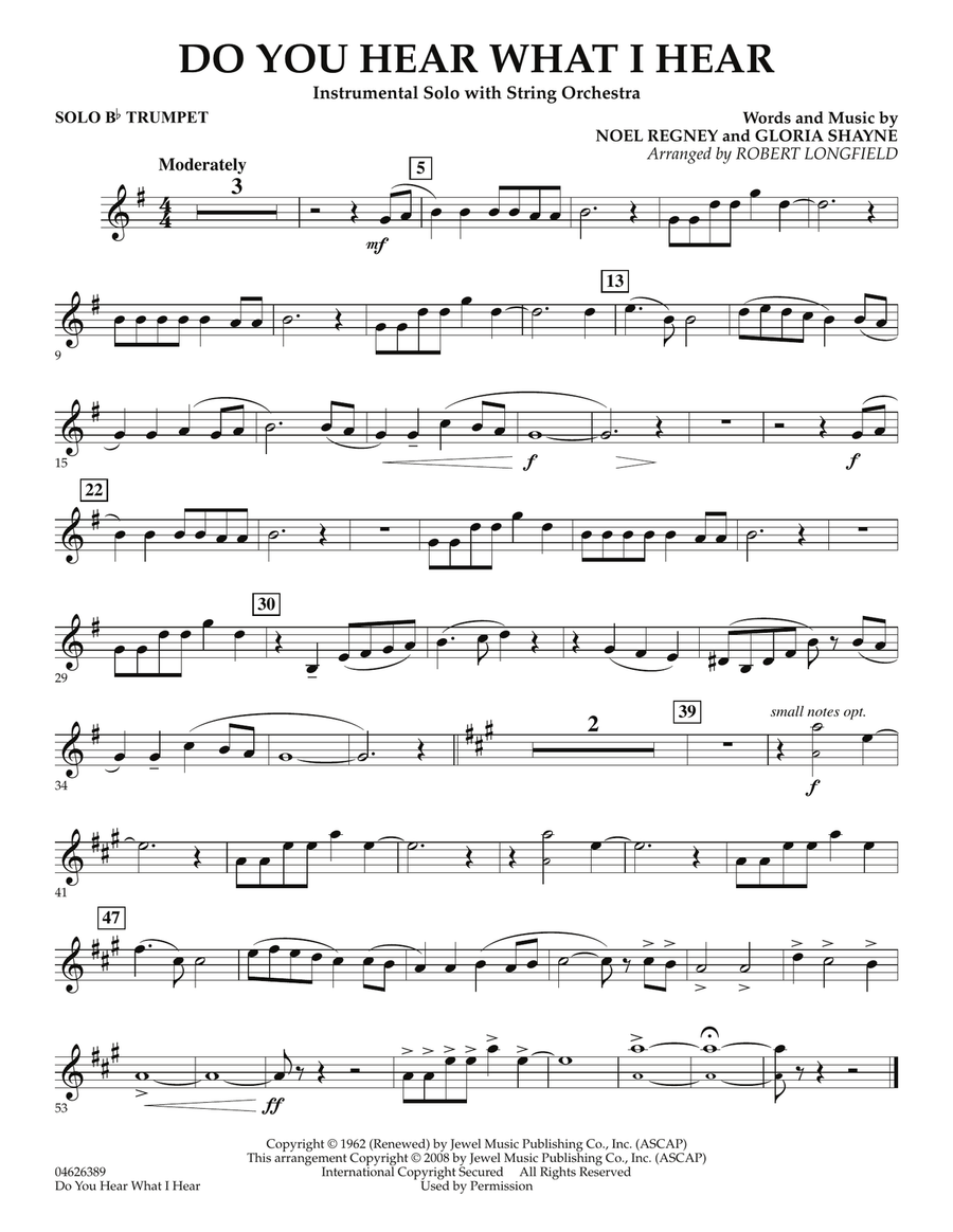 Do You Hear What I Hear Solo Bb Trumpet by Noel Regney