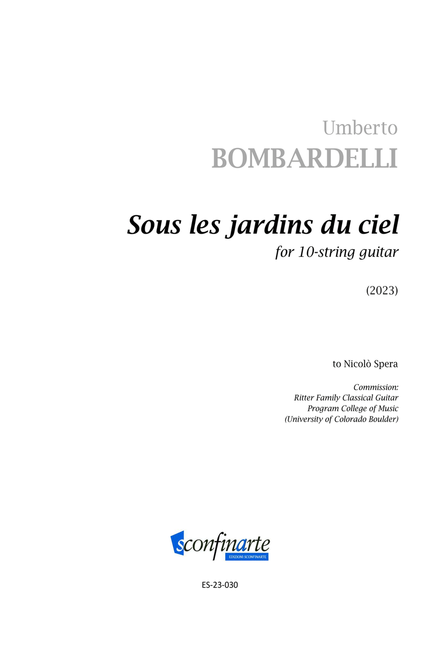 Umberto BOMBARDELLI: Sous les jardins du ciel (ES-23-030) - Score Only Guitar Ensemble scores gallery preview page 1