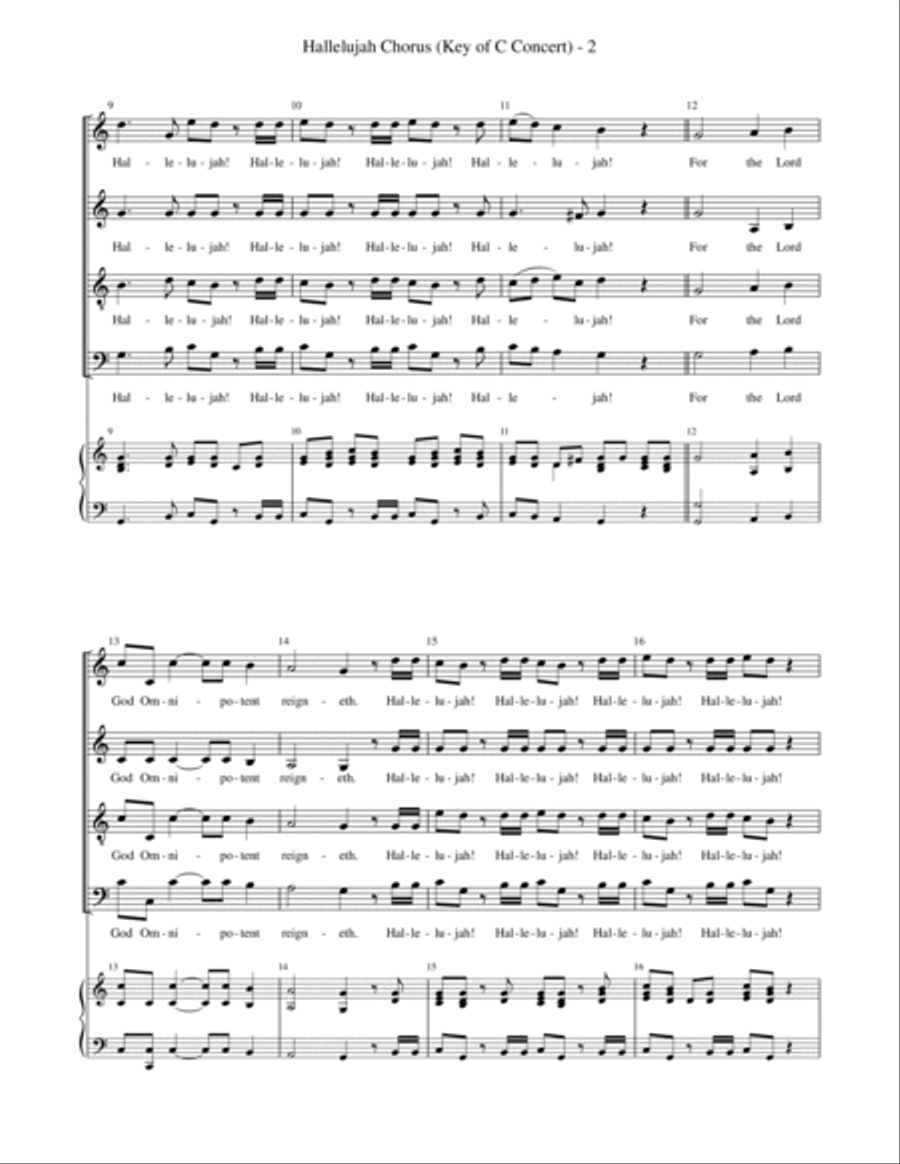 Hallelujah Chorus (SATB, key of C) 4-Part scores gallery preview page 3