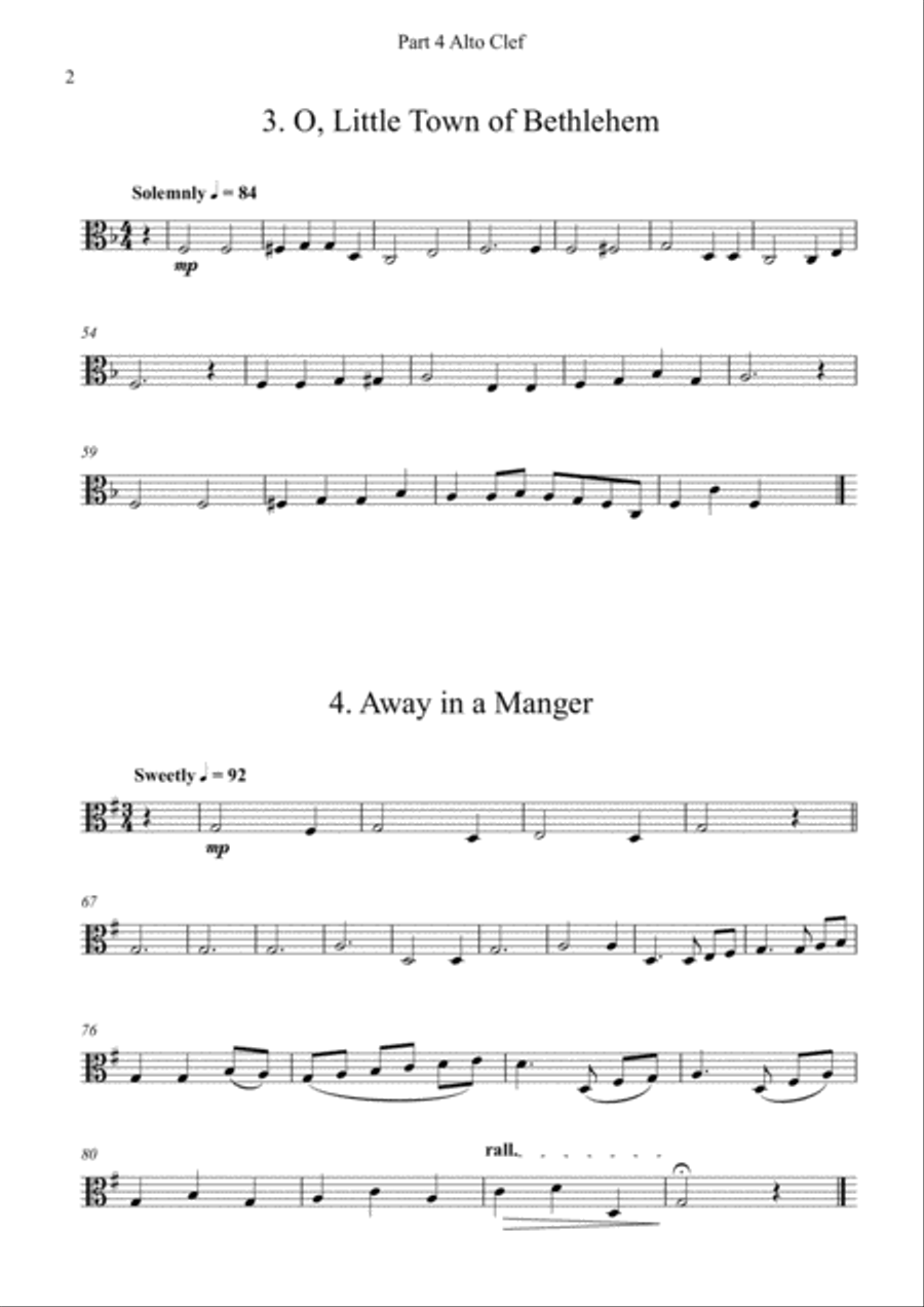 Carols for Four (or more) - Fifteen Carols with Flexible Instrumentation - Part 4 - Alto Clef