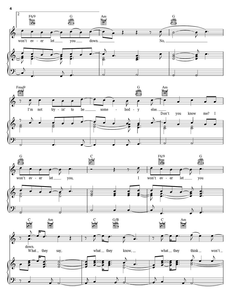 Be Somebody Piano, Vocal, Guitar scores gallery preview page 4