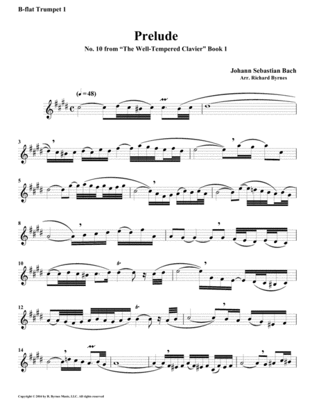 Prelude 10 from Well-Tempered Clavier, Book 1 (Brass Quintet) image number null