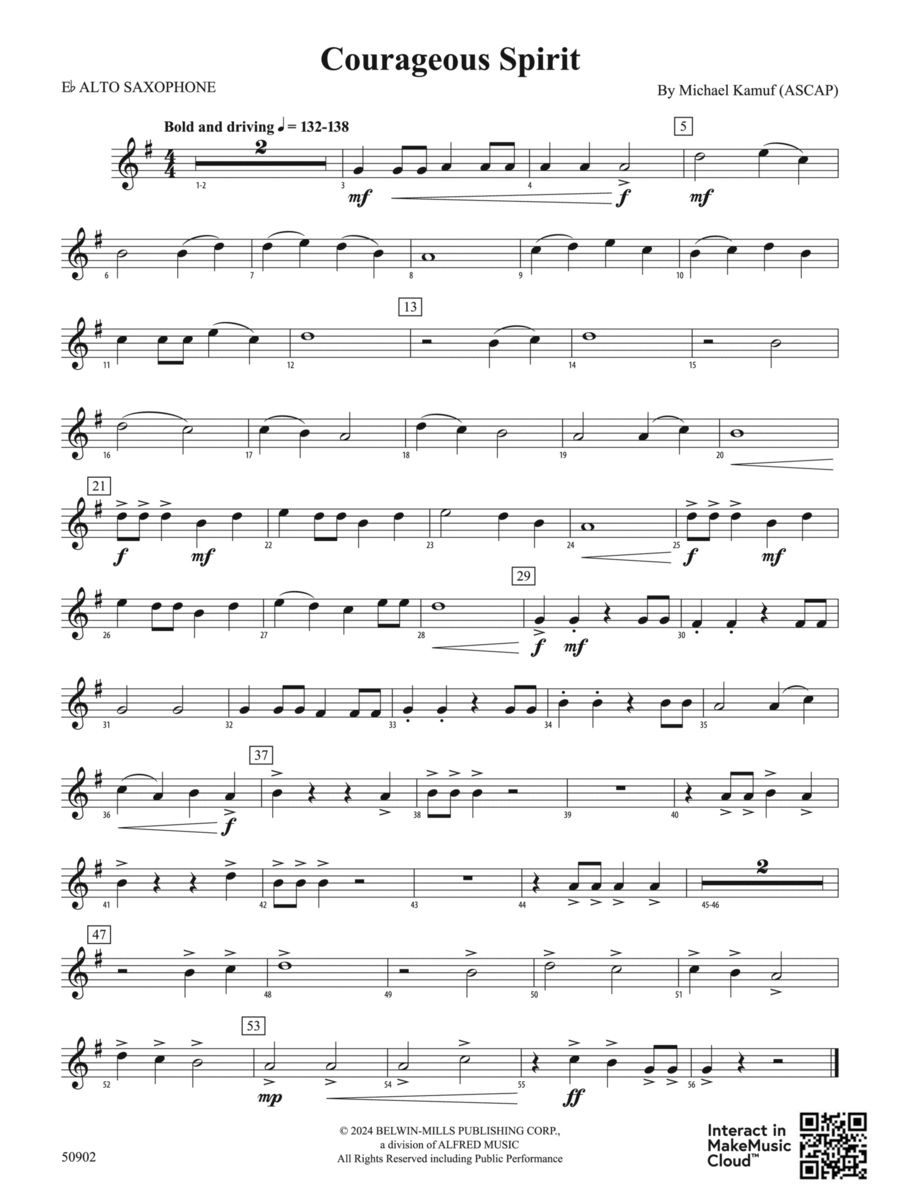Courageous Spirit: E-flat Alto Saxophone Concert Band scores gallery preview page 1