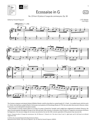 Book cover for Ecossaise in G (Grade 2, list A3, from the ABRSM Piano Syllabus 2021 & 2022)