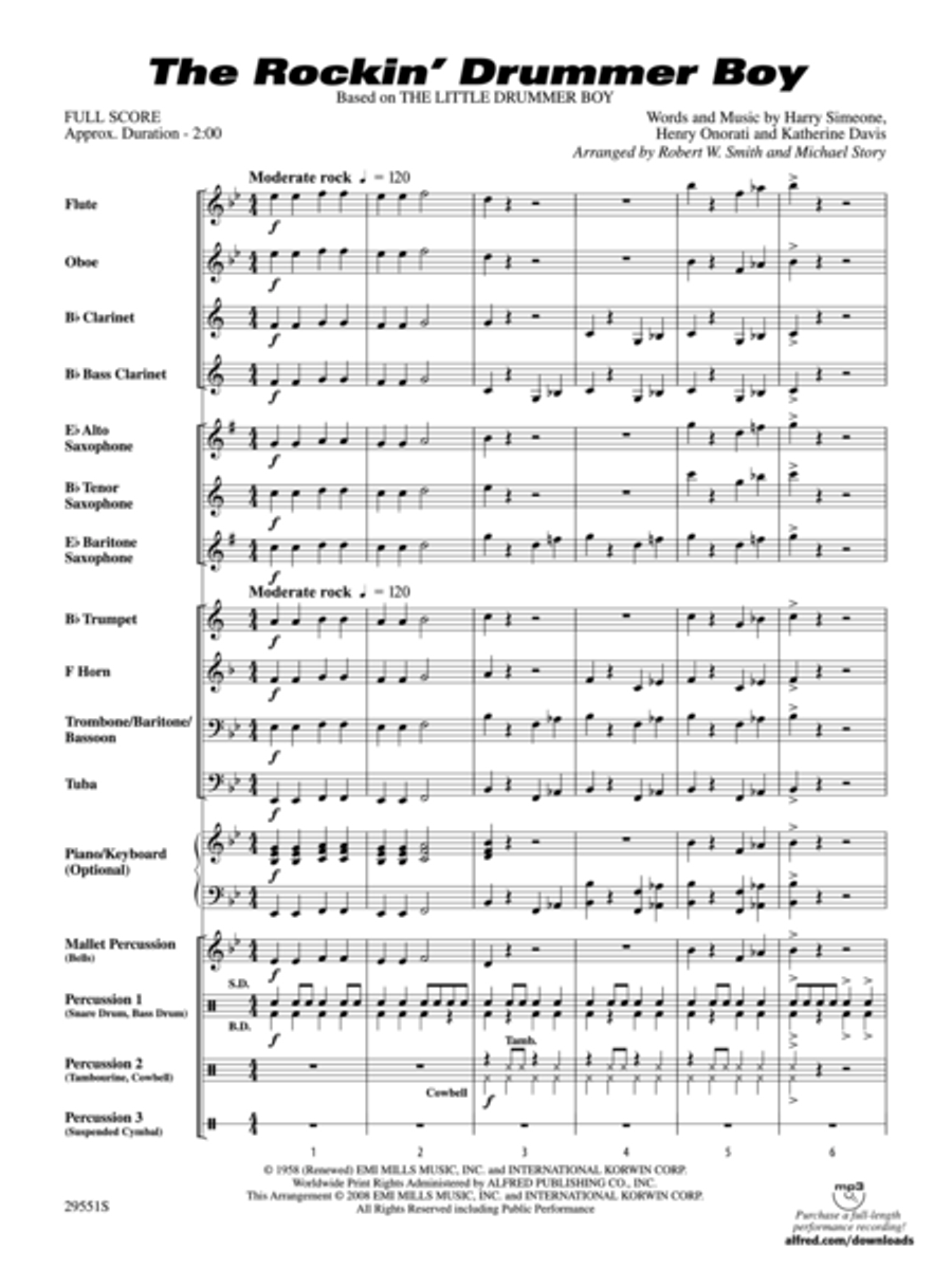 The Rockin' Drummer Boy (Score only) Concert Band Methods scores gallery preview page 2
