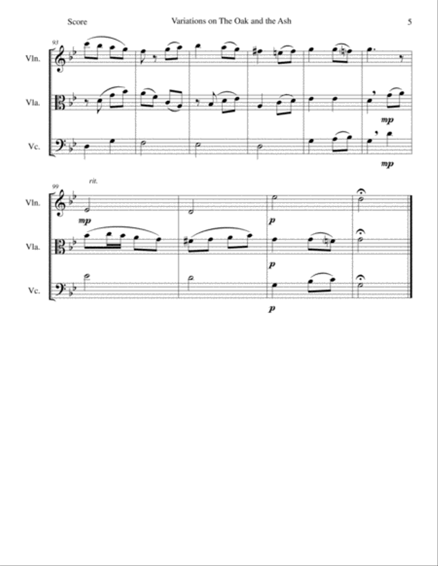 Variations on The Oak and the Ash (A north country Maid) for string trio String Trio scores gallery preview page 5