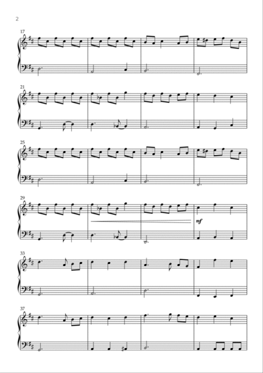 Fallen Down Easy Piano scores gallery preview page 2