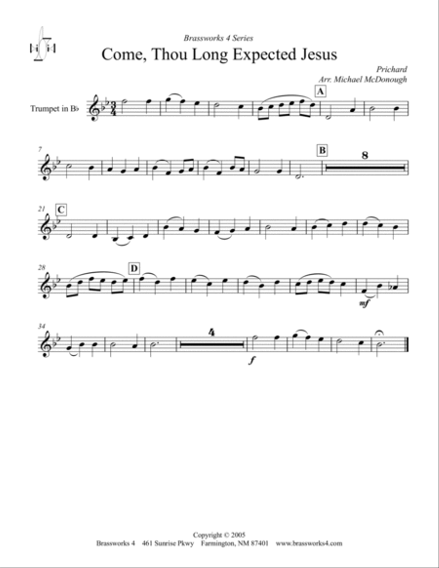 Come, Thou Long Expected Jesus Brass Trio scores gallery preview page 3