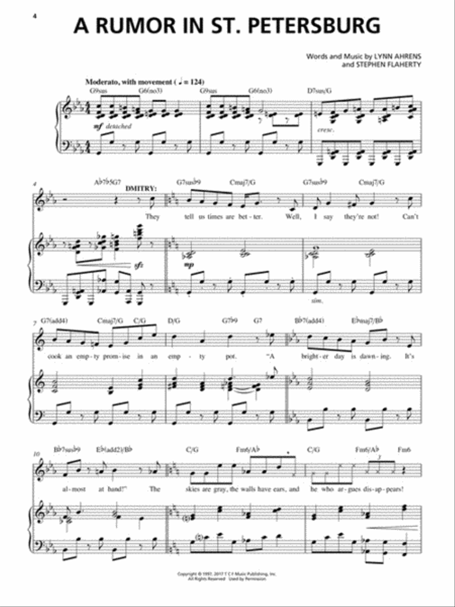 Anastasia Piano, Vocal, Guitar scores gallery preview page 5