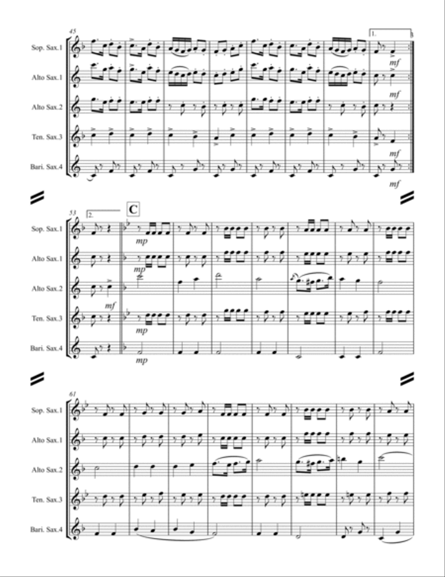March – The Fairest of the Fair (for Saxophone Quartet SATB or AATB) Saxophone Quartet scores gallery preview page 4