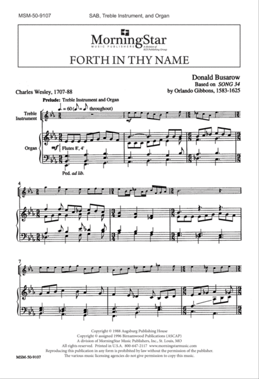 Forth in Thy Name Forth in Thy Name 3-Part scores gallery preview page 2