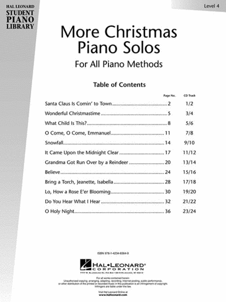 More Christmas Piano Solos – Level 4 image number null