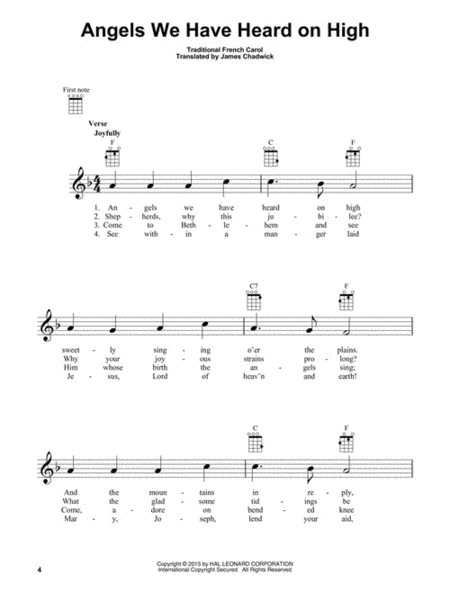 First 50 Christmas Carols You Should Play on Ukulele by Various Ukulele - Sheet Music