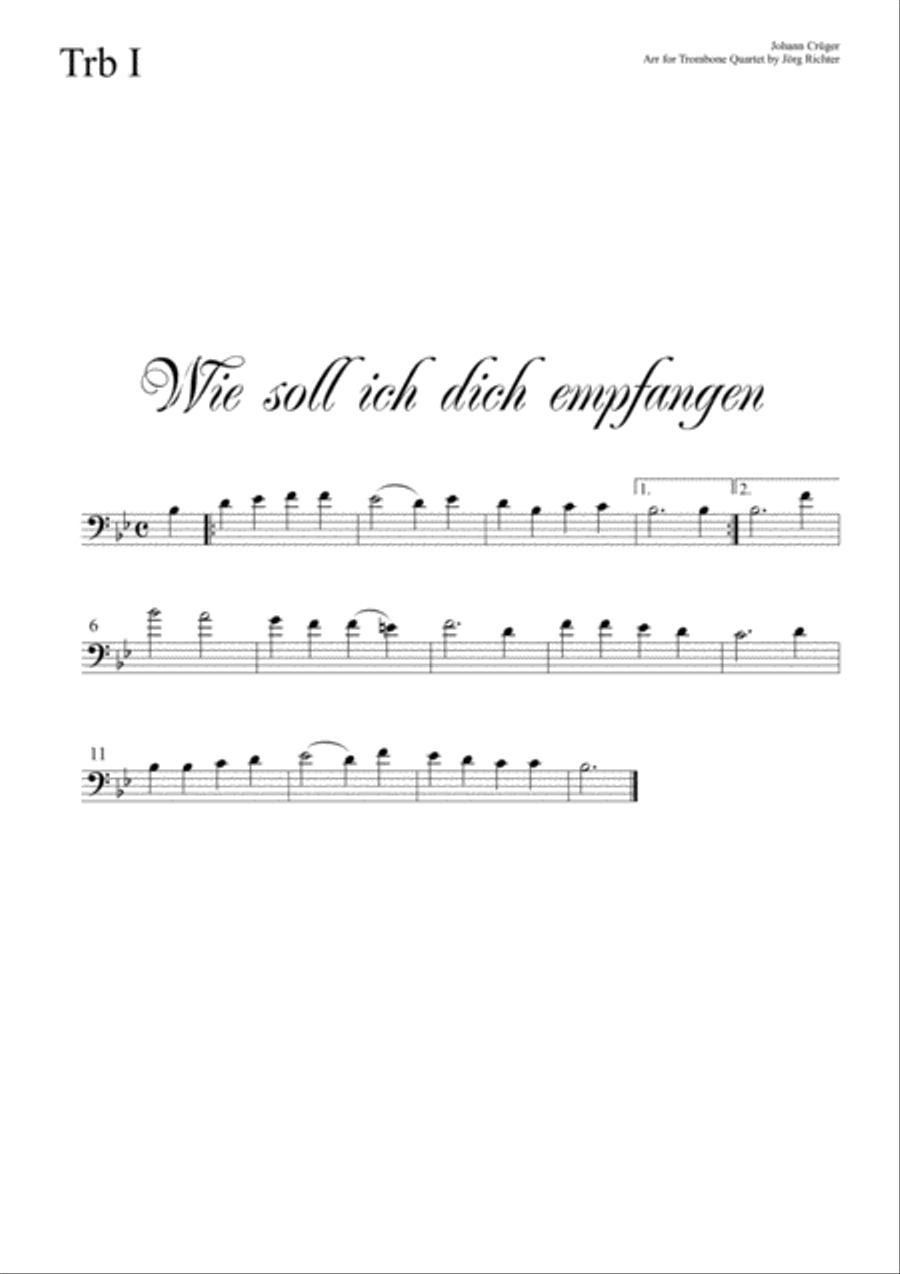 Ah! Lord, how shall I meet Thee (Wie soll ich dich empfangen) for Trombone Quartet Brass Quartet scores gallery preview page 3