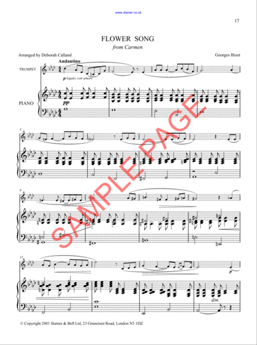 Onstage Brass. Twelve famous operatic melodies arranged for Trumpet and Piano Trumpet scores gallery preview page 2