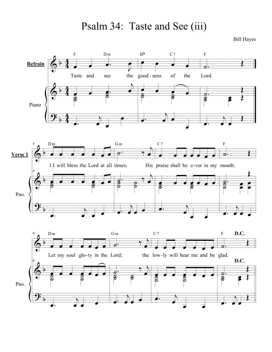 Psalm 34: Taste and See (iii) - Piano/vocal Voice scores gallery preview page 1