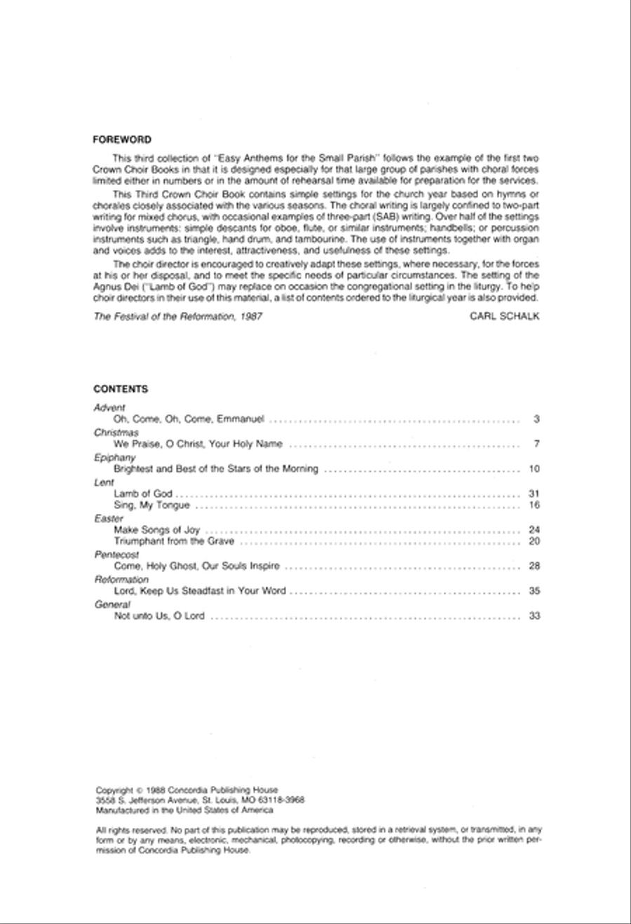 A Third Crown Choir Book 3-Part scores gallery preview page 2