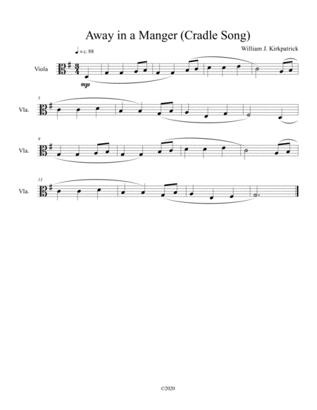 Away in a Manger (Cradle Song) for solo viola image number null