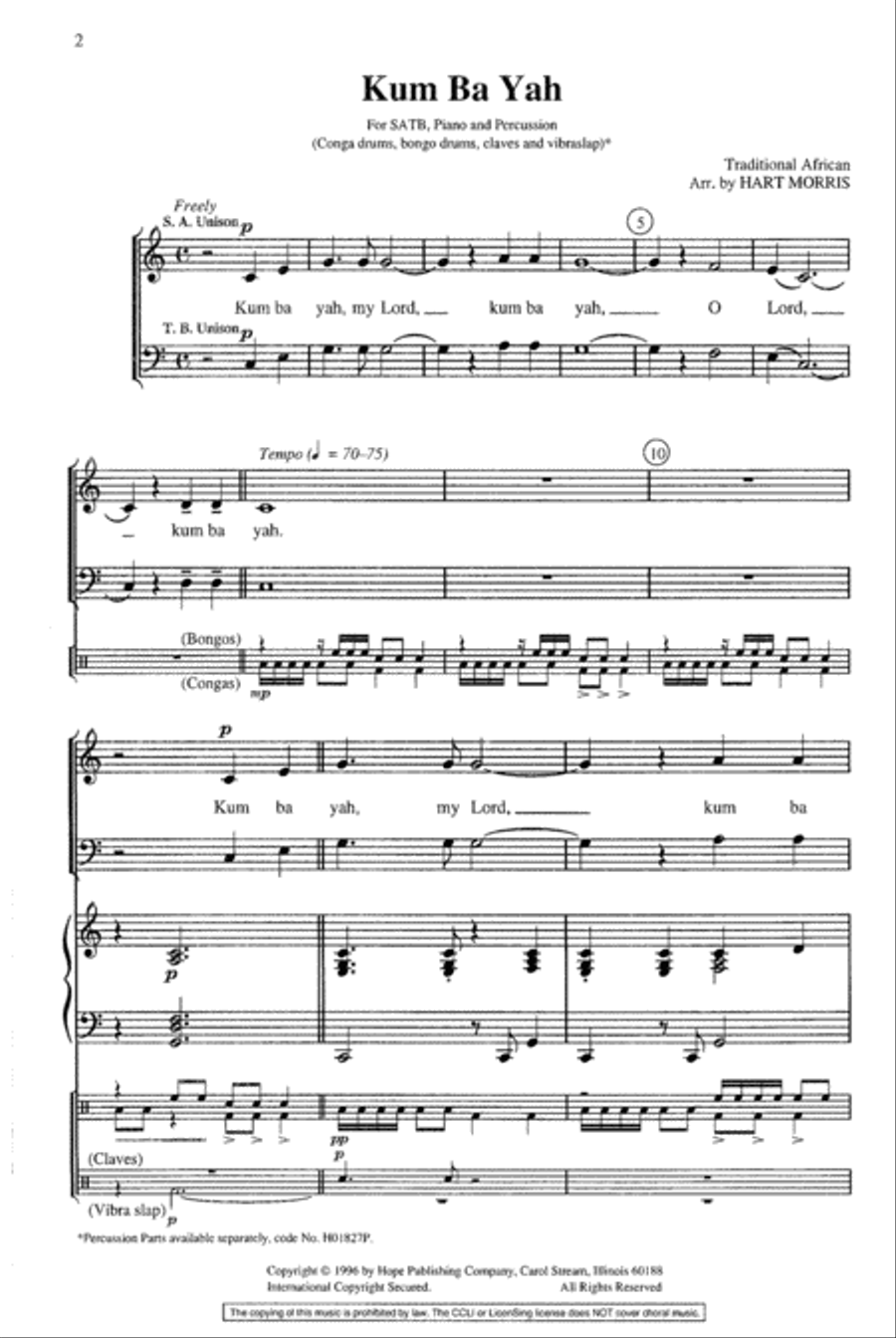 Kum Ba Yah 4-Part scores gallery preview page 2