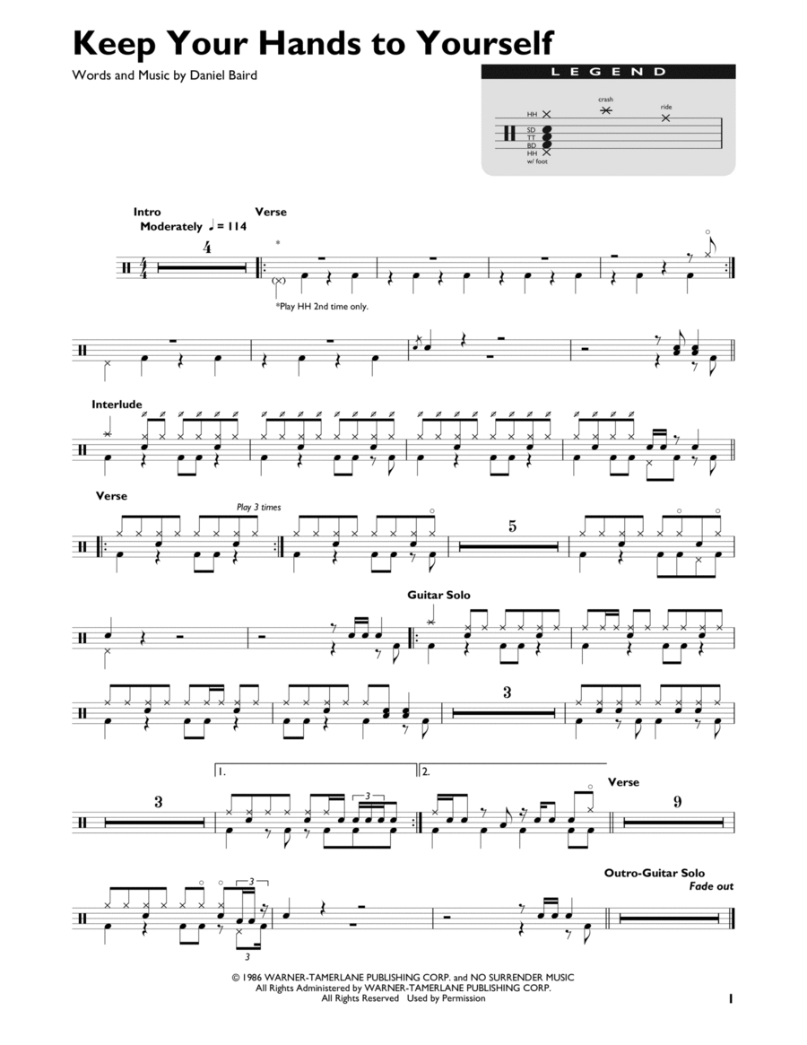 Keep Your Hands To Yourself Drum Set scores gallery preview page 1