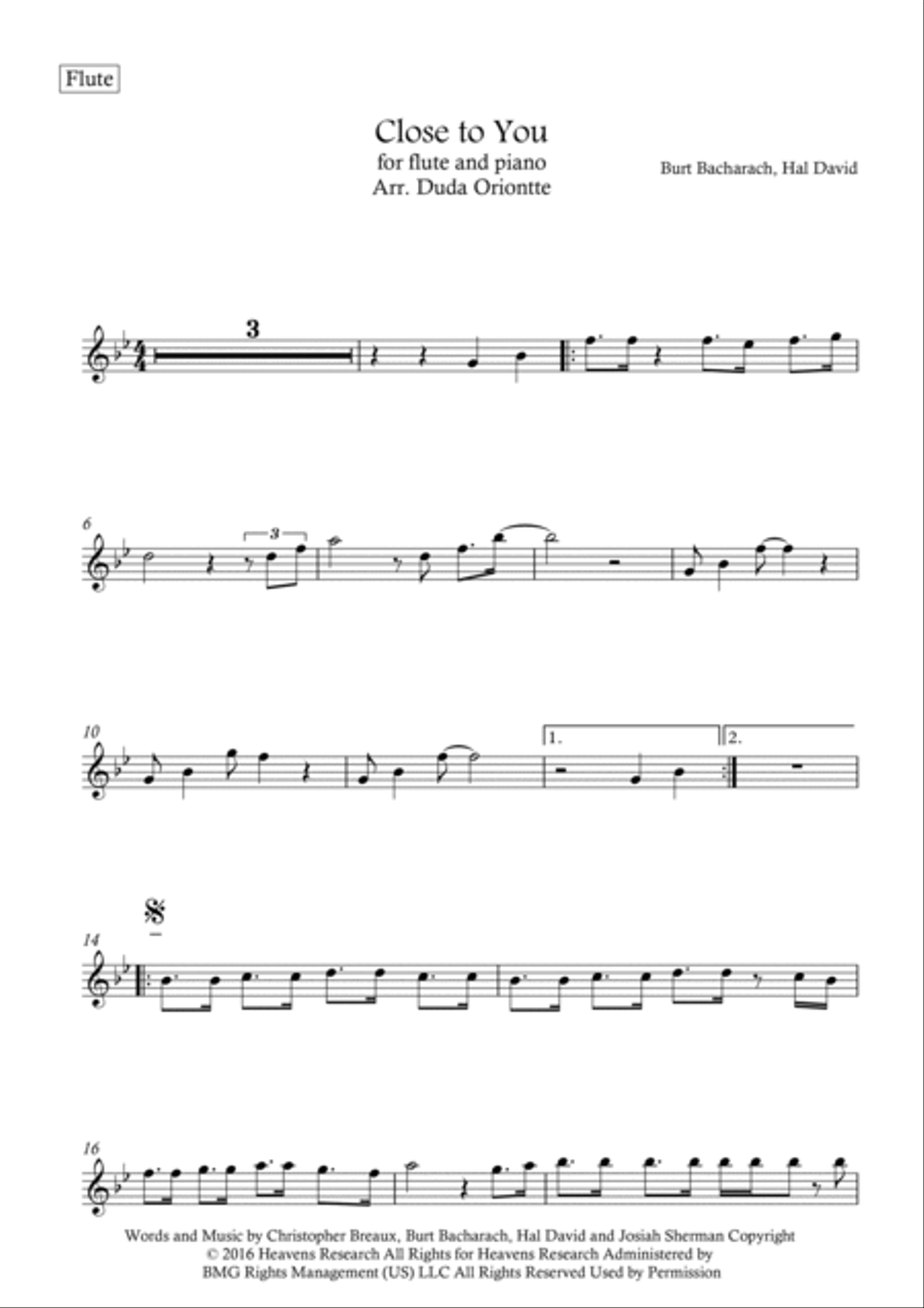Close To You Flute Solo scores gallery preview page 5