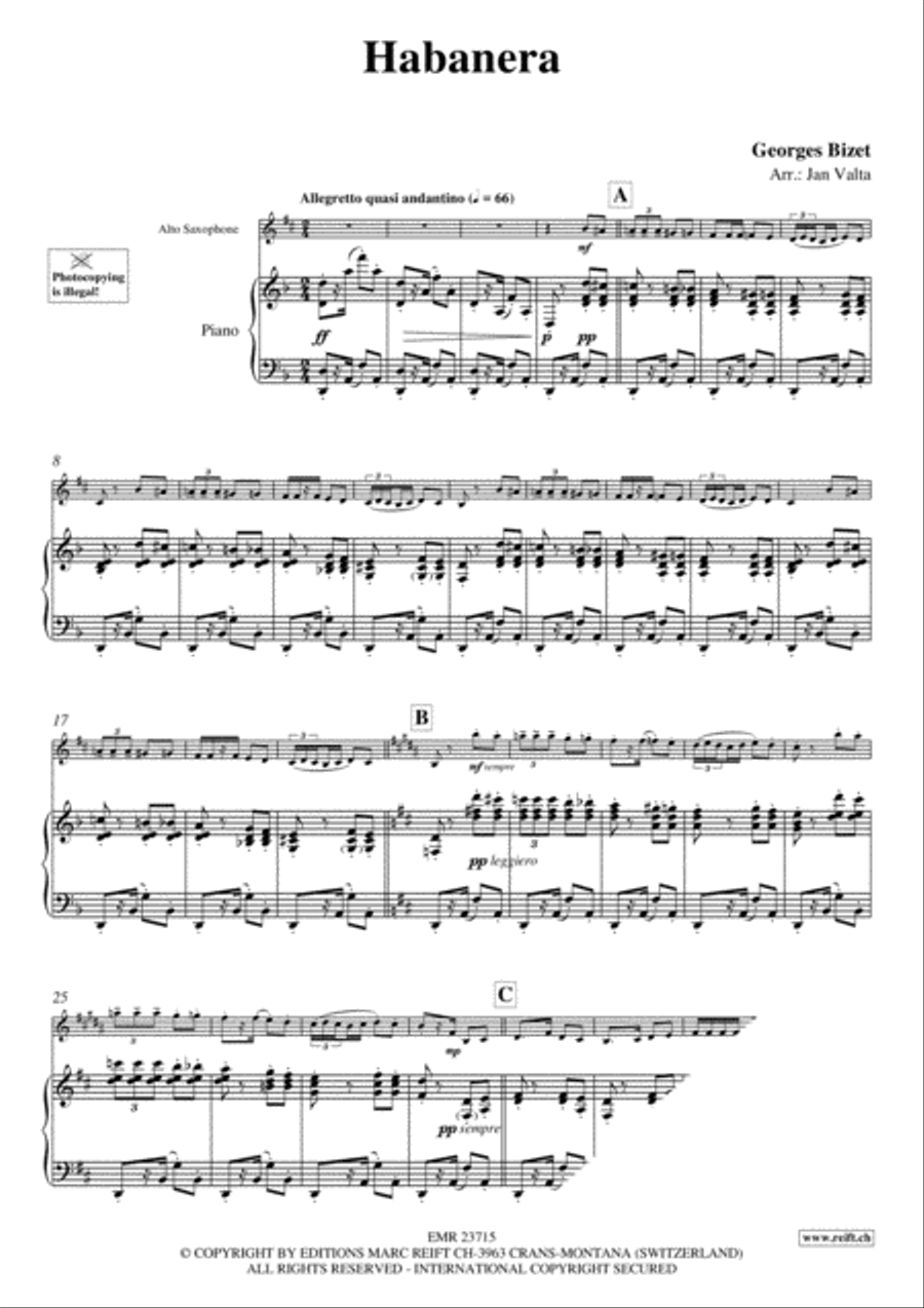 Habanera Alto Saxophone scores gallery preview page 3